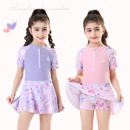 Cute 2025 Children's Swimwear for Girls, Summer Water Park Swimwear, Ins Style for Big Kids and Toddlers, Split Suit
