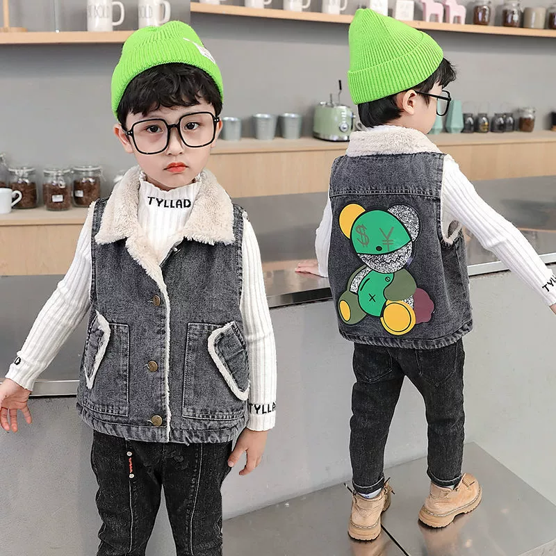 Детский осенне-зимний детский жилет на флисовой подкладке для мальчиков и девочек, новинка 2021 года, детский хлопковый жилет для мальчиков и девочек, куртка без рукавов для малышей и маленьких детей.