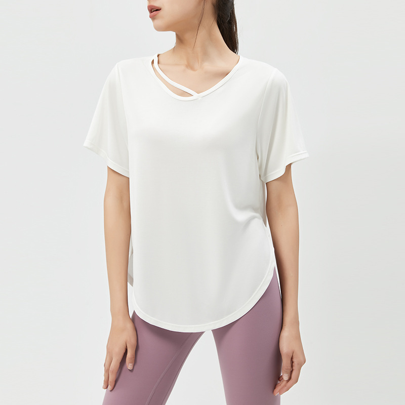 European and American Spring and Summer New Sports Top Women's Loose Short-sleeved T-shirt Thin Yoga Clothing Breathable Running Fitness Blouse European and American Spring and Summer New Sports Top Women's Loose Short-sleeved T-shirt Thin Yoga Clothing Breathable Running Fitness Blouse
