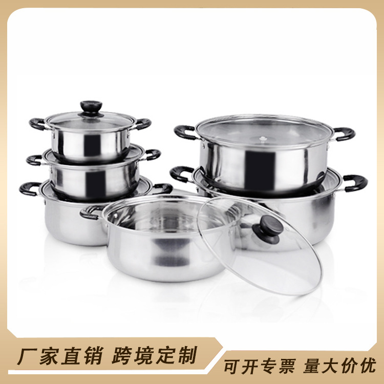 Cross-border Stainless Steel Soup Pot Set Kitchen Supplies High-grade Gift Multi-purpose Milk Pot Pan with Color Box