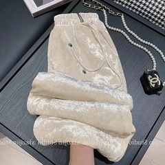 新中式女秋冬款2025新款国风高级感加绒直筒裤休闲垂感显瘦阔腿裤