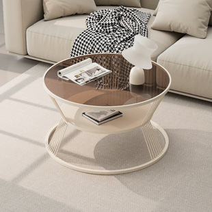 Internet Celebrity Minimalist Mini Round Table Small Apartment Household Round Coffee Table Modern Light Luxury Creative Changhong Glass Side Table