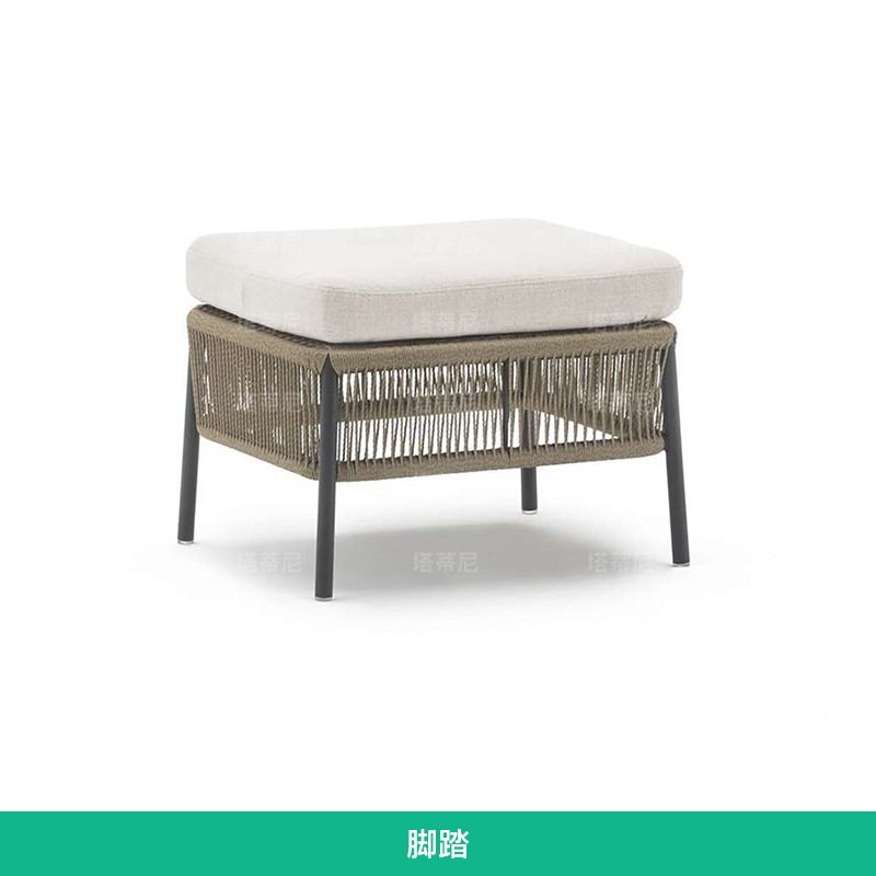 Conjunto de sofás de ratán para exteriores, muebles de jardín resistentes al agua y al sol, muebles de ocio para terraza, sofá y silla de cuerda de cáñamo tejida. image 10