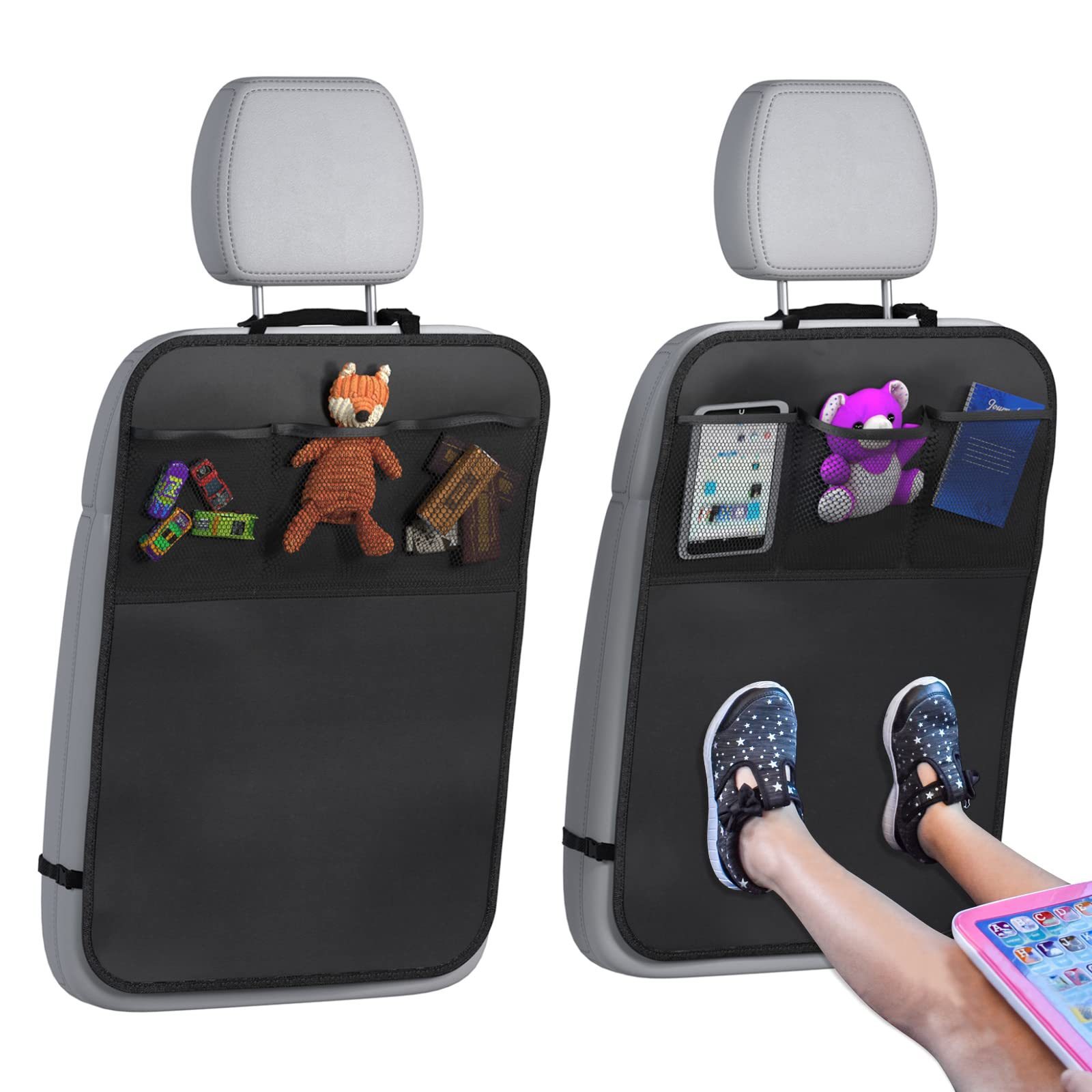 Car Backseat Storage Bag, Car Seat Back Anti-Kick Mat for Children, Car Seat Anti-Dirt Protective Mat