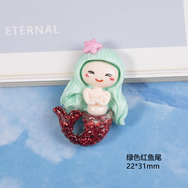 Nueva resina brillo sirena accesorios DIY crema pegamento caja del teléfono refrigerador de papelería material de parche de dibujos animados