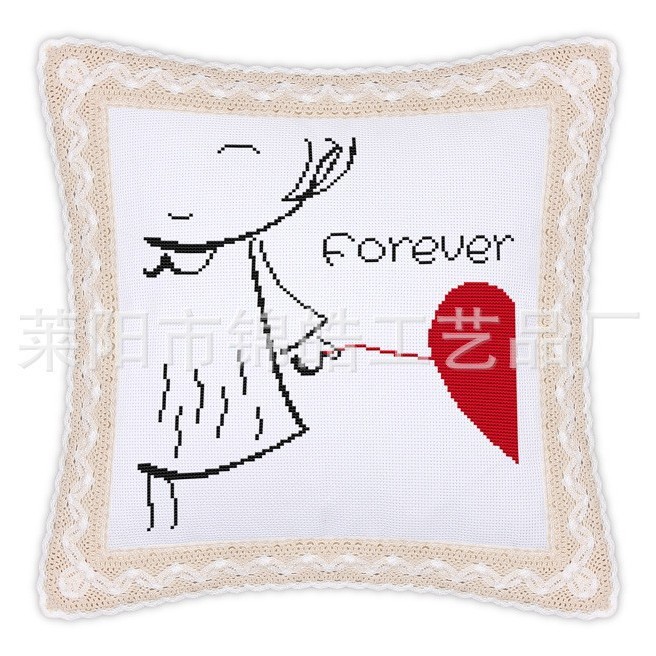 Jinhao Embroidery Factory Venta al por mayor Lu bordado estampado de encaje punto de cruz almohada funda de cojín-Moon Angel