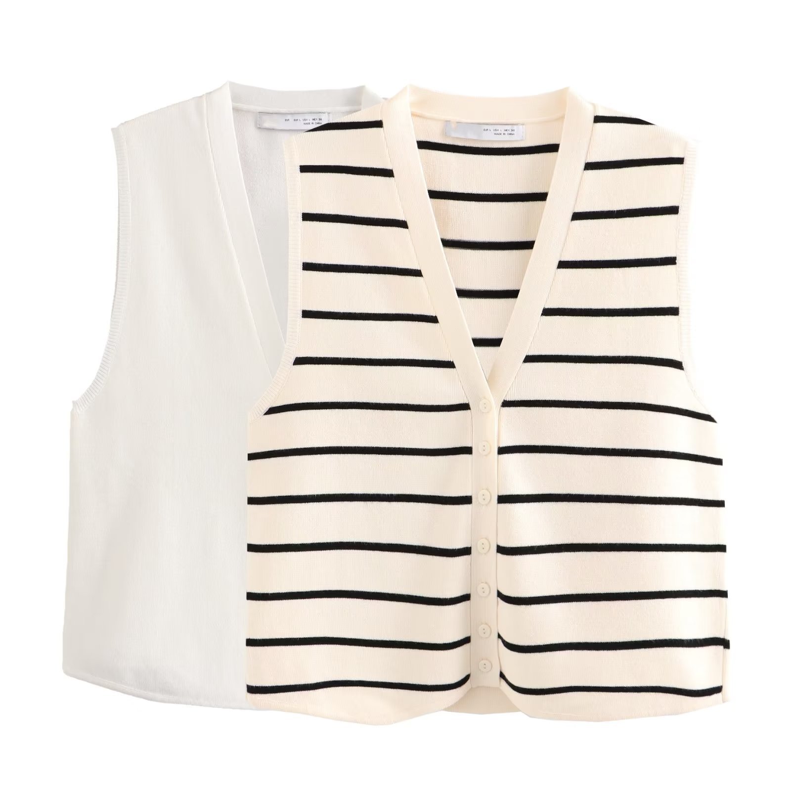 Women's Vest Sleeveless Tank Tops Button Simple Style Stripe display picture 2