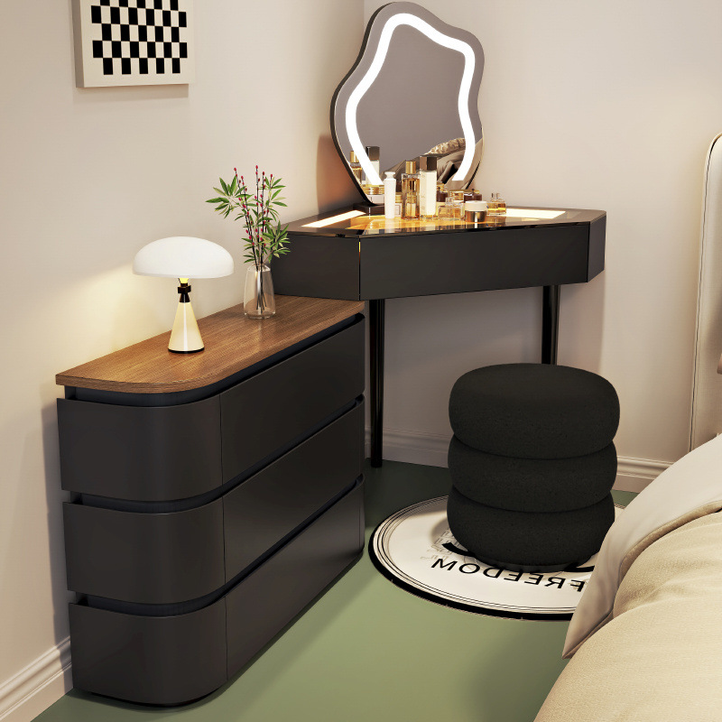 블랙 80cm 화장대 + 수납장 + 화장 거울 + 둔둔 스툴 ♜⚑