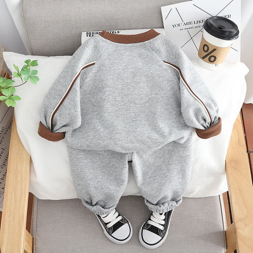 2024 Spring New Boys Cartoon Crew Neck Sweatshirt Long Sleeve Set, Boys' Baby Sports Pants Two-Piece Set for Dropshipping