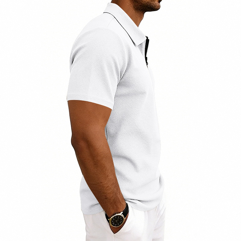 Herren Polohemd Waffelstrick Kurzarm Freizeit Sommer Shirt_voghion.com