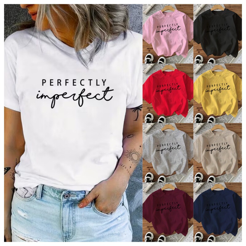 Cross-Border Women's Base Layer T-Shirt, European and American Style, Perfect Letter Print Short Sleeve for Aliexpress and Amazon Cross-Border Women's Base Layer T-Shirt, European and American Style, Perfect Letter Print Short Sleeve for Aliexpress and Amazon