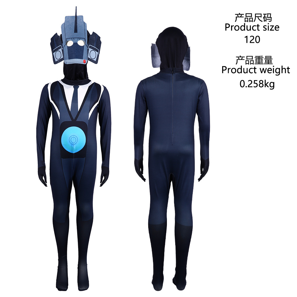 Disfraz de Halloween Skibidi5, mono de cosplay, traje de cosplay para niños, Vigilancia vs. Hombre Inodoro