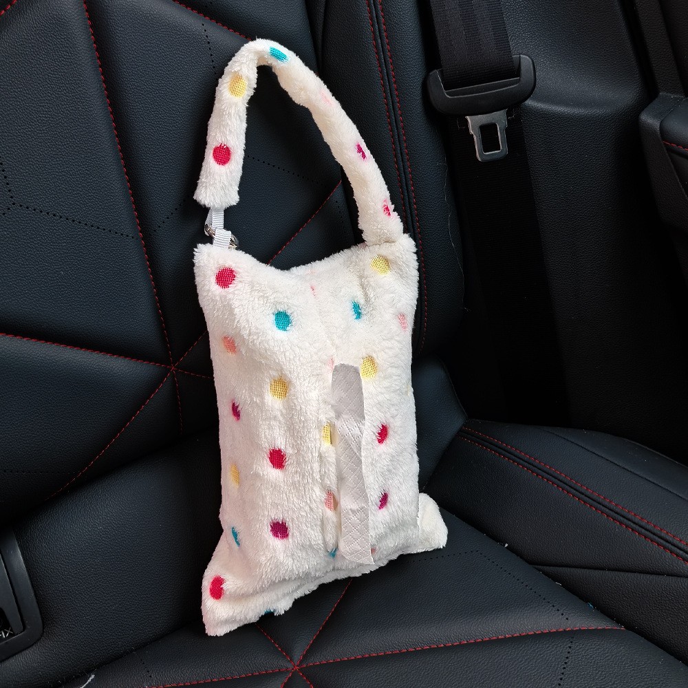 Nuevo lindo conejo caja de toallas de automóvil caja de extracción de papel coche reposacabezas trasera suspensión de alta sensación bolsa colgante mujer