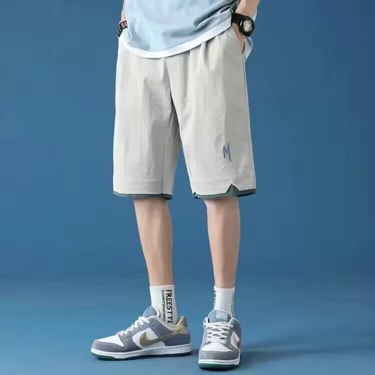 Summer Shorts Men's Ice Silk Thin Pants Basketball Sports Breathable Casual Pants Loose Versatile Quick-Drying Five-Point Pants