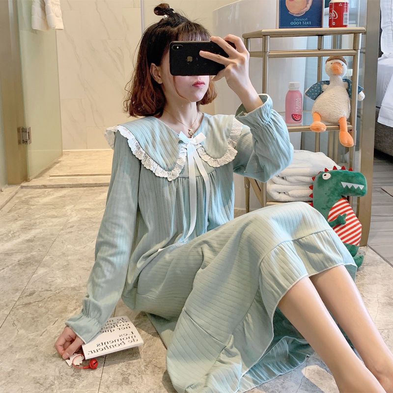 Pijama de mangas largas para mujeres pijamas de viento primavera y otoño para mujeres muñecas de hadas corte cuello princesa ropa de estilo para el hogar para mujeres