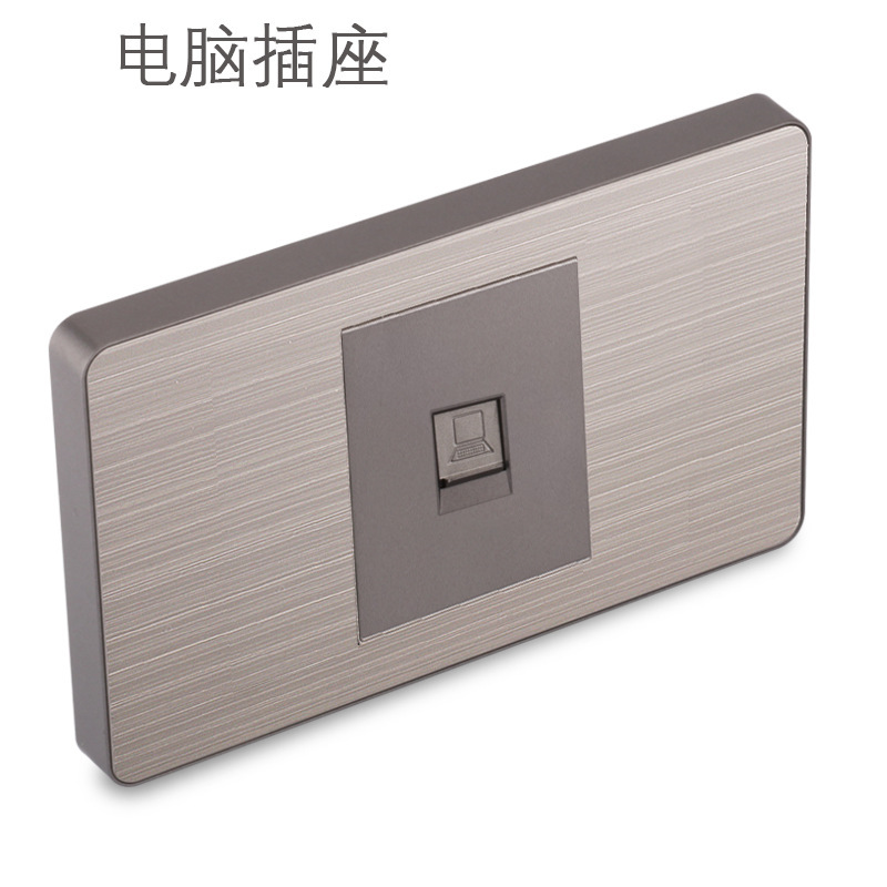 15A panel de metal de acero inoxidable gris dibujado tres agujeros Taiwan fabricado en Estados Unidos enchufe de pared conmutador suministro directo