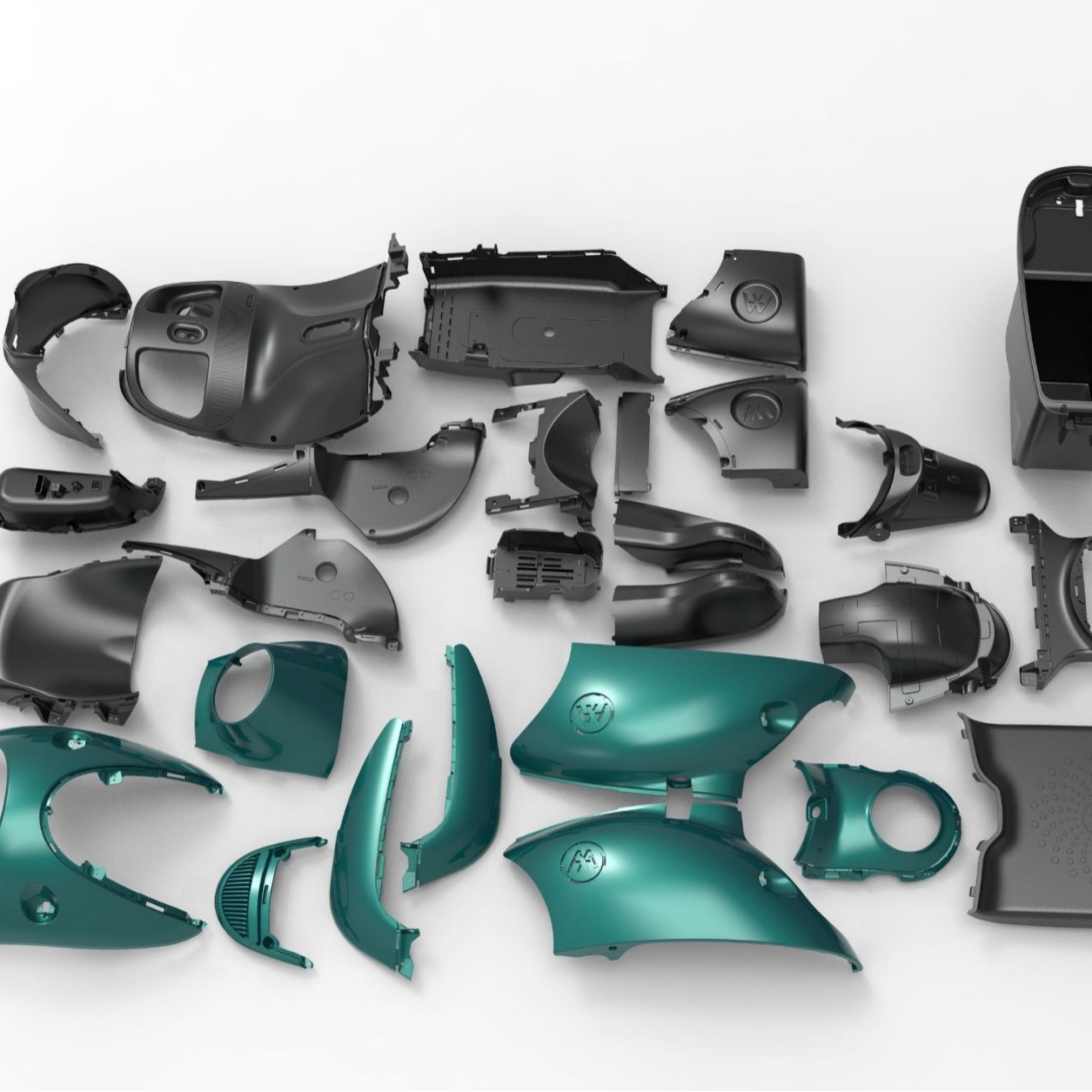 Nuevo estándar nacional de dos ruedas conjunto completo de carcasa de pintura horneada fábrica original parachoques multicolores piezas de inyección de precisión para vehículos eléctricos