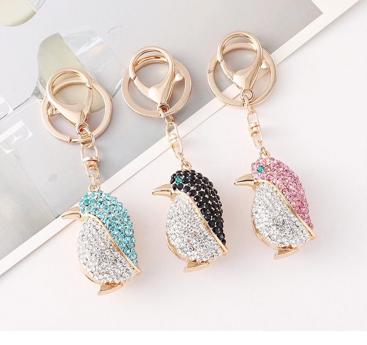 Cartoon Penguin Car Keychain Diamond Studded Bag Accessory Gift_voghion.com