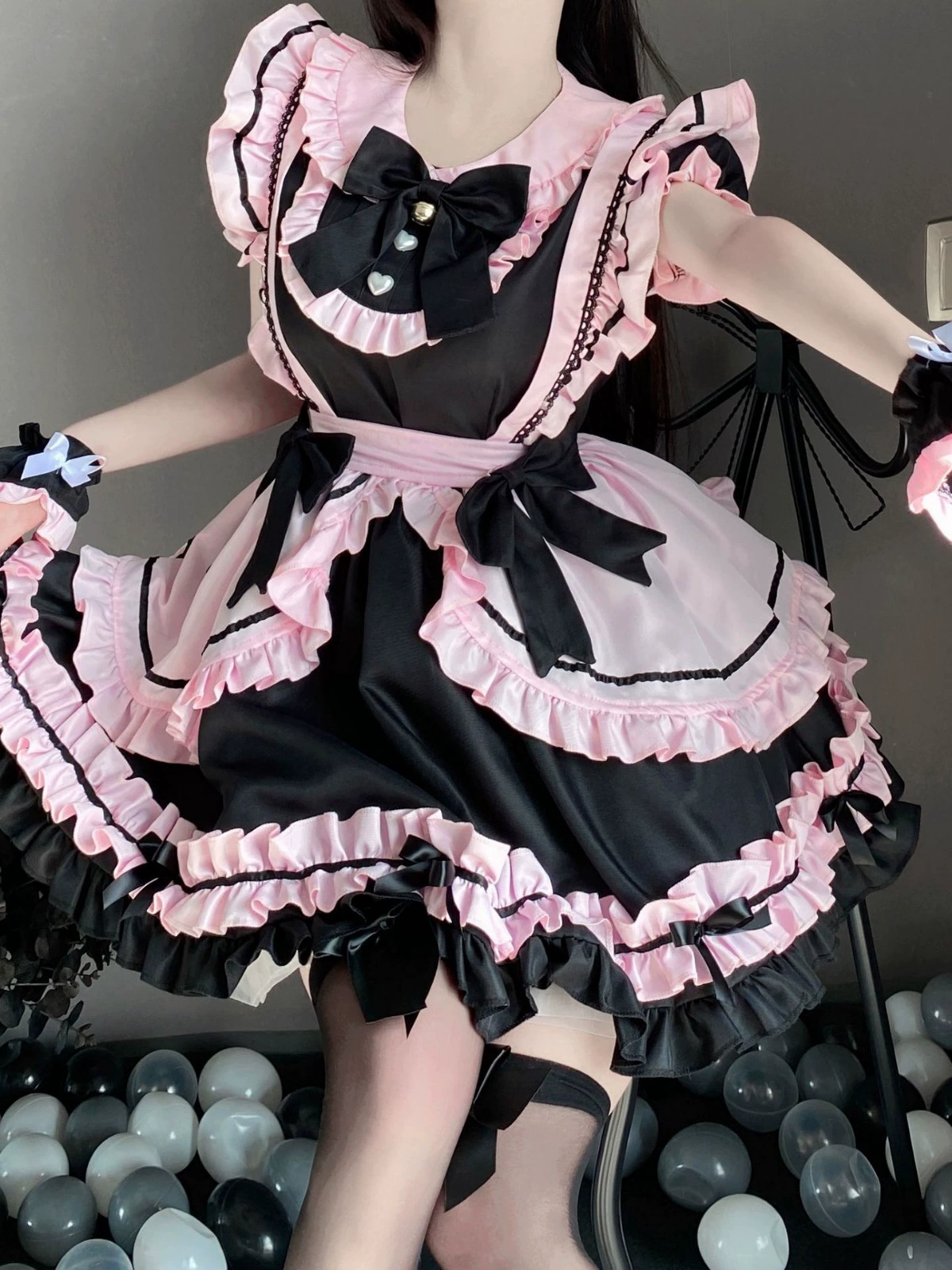 Косплей‑комплект Lolita с бантом, японский стиль горничной, носки и колокольчики, S–XXL