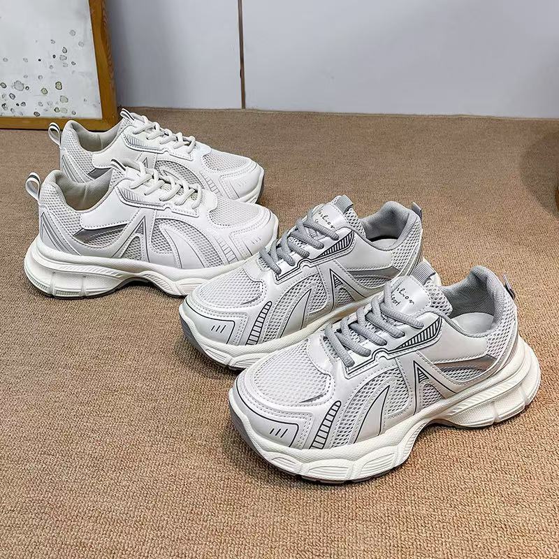 Damen Freizeitschuhe Mit Mesh Und Dicker Sohle Als Plateau Sneaker_voghion.com