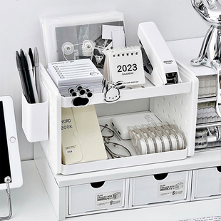 Desk storage rack simple double-layer student desk stationery sundries desktop storage box multifunctional storage basket