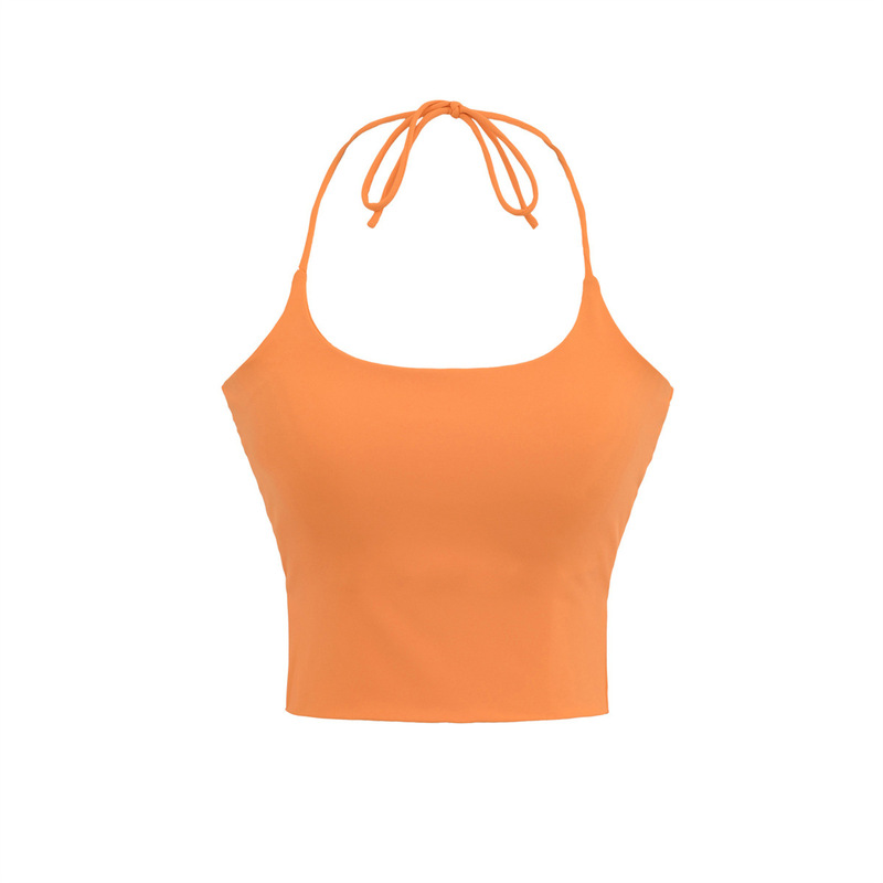 Summer All-In-One Orange Halterneck Beautiful Back Vest for Women New Style Suspender Belt for Women to Wear Outside with Chest Strap and Breast Pad Tube Top Summer All-In-One Orange Halterneck Beautiful Back Vest for Women New Style Suspender Belt for Women to Wear Outside with Chest Strap and Breast Pad Tube Top