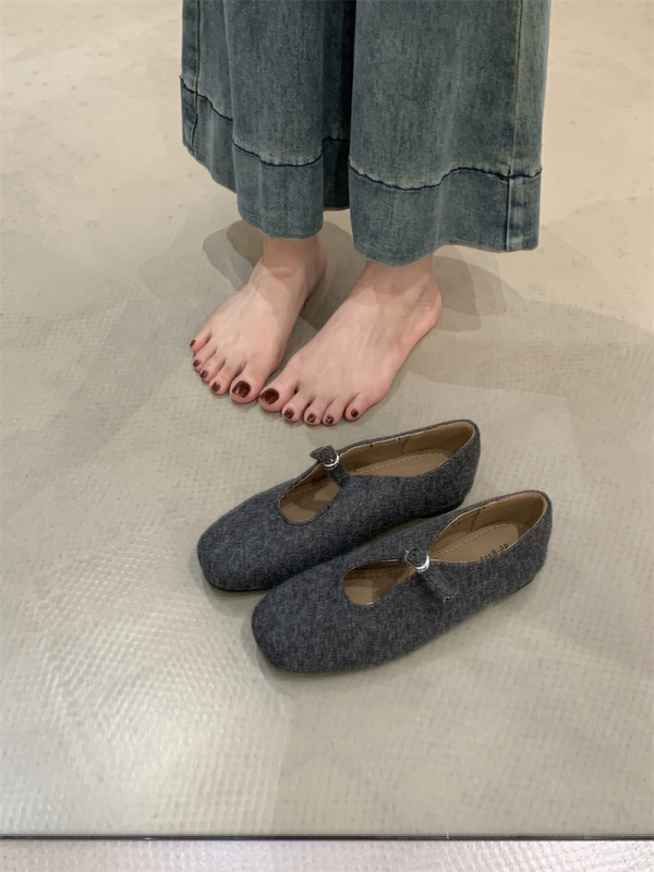 平底复古方头浅口单鞋女2025新款春季法式仙女洋气百搭温柔小皮鞋|undefined