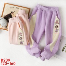 2025冬款加绒卫裤 儿童刺绣+拼色一体绒休闲裤 冬季新款彩棉裤子
