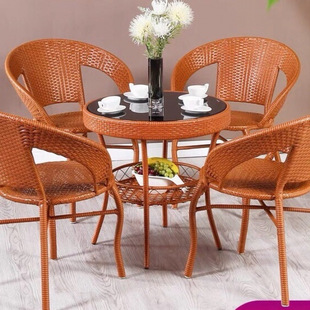 Rattan Chair Three-Piece Set Balcony Leisure Table and Chairs Rattan Living Room Sofa Small Apartment Rental House Coffee Table Office Interior