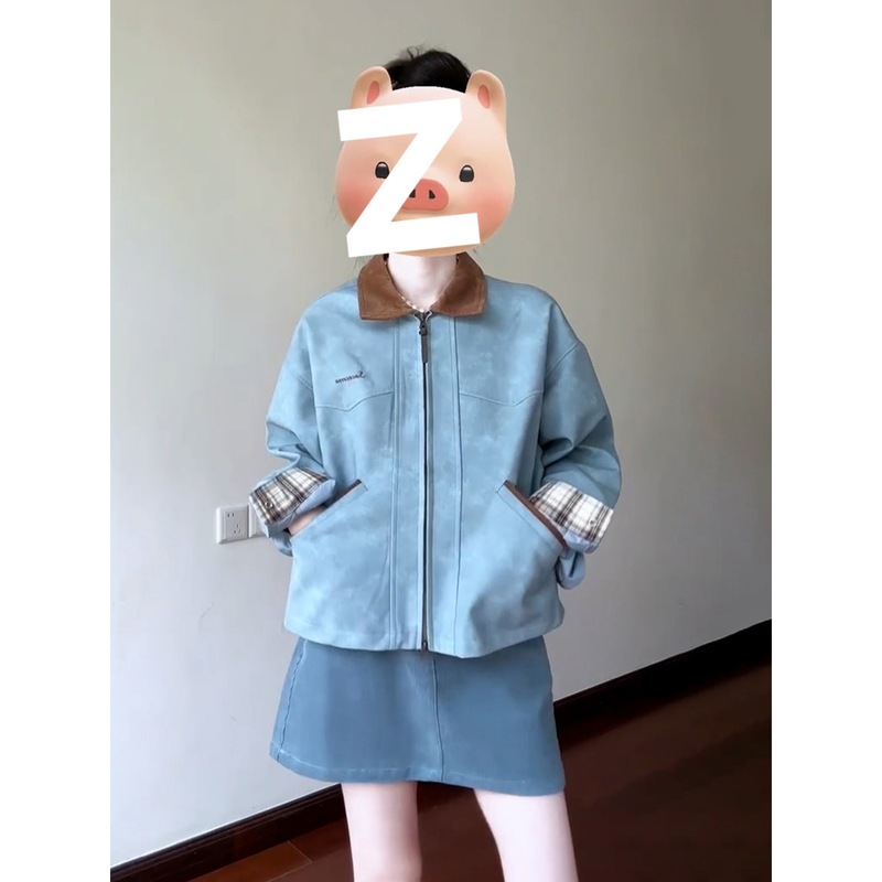 感巨好看秋冬装穿搭一整套2025新款蓝色套装连衣裙子潮流半身短裙|undefined