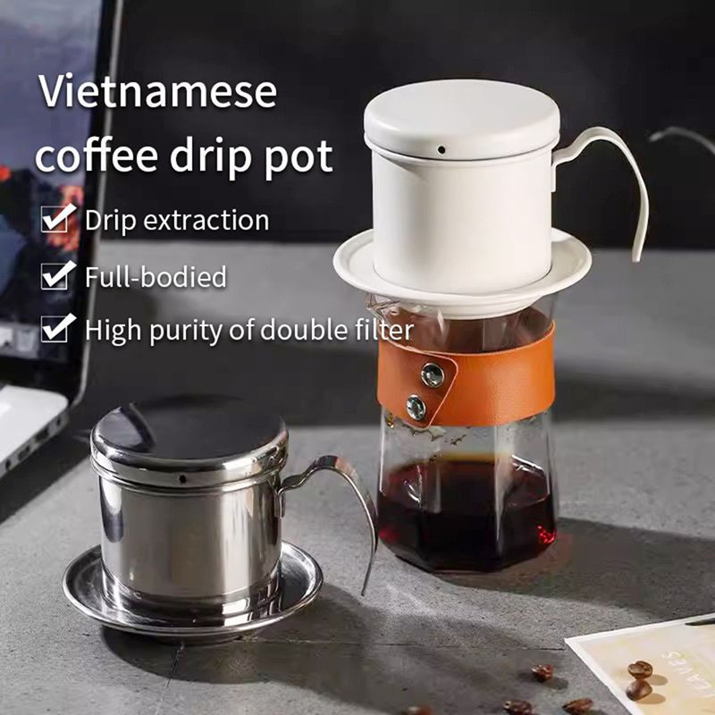 Thickened Vietnamese Pot Coffee Drip Pot Household 304 Stainless Steel Coffee Filter Pot Coffee Brewing Pot Drip Pot