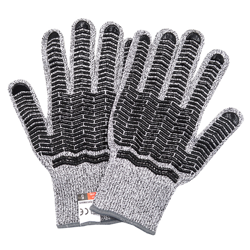 5级防切割手套工厂直销防滑防切割硅胶点手套园林汽修防护手套