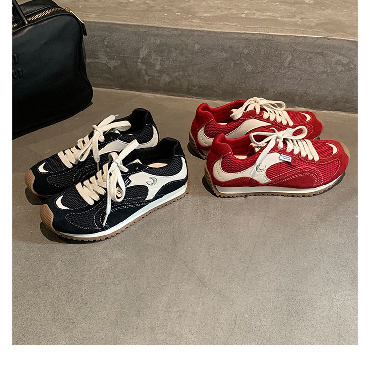 Giày sneaker nữ da bò lưới thân thấp dây buộc gót ẩn 6 cm — Đen (Gót ẩn 6CM) - Còn hàng, Đỏ (Gót ẩn 6CM) - Còn hàng chi tiết 23