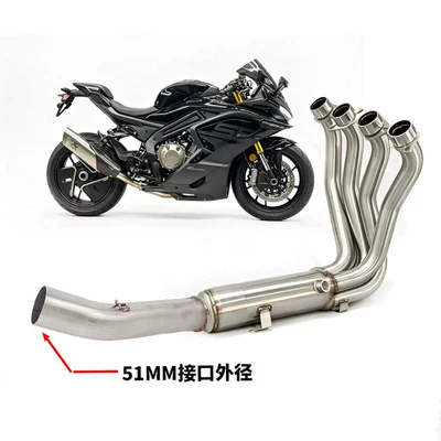valve exhaust pipe, Motorcycle exhaust pipe - cfmoto-750sr-front-section-brushed-stainless-steel-side-outlet-51mm