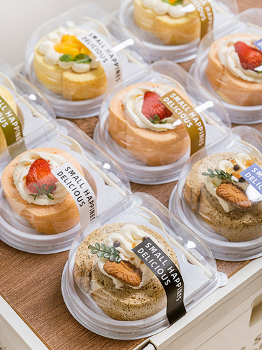 ins风蛋糕卷切块包装盒瑞士卷班戟甜品慕斯盒子哈尼卷西点打包盒