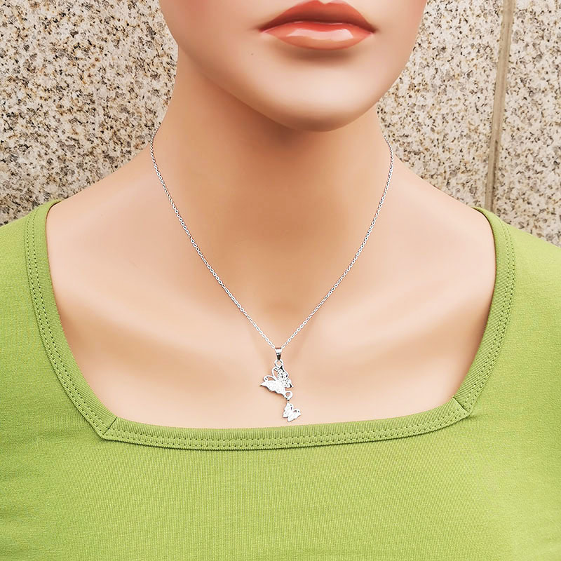 Simple Style Butterfly Titanium Steel Inlay Zircon Pendant Necklace 1 Piece