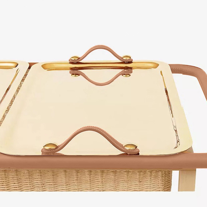 Mesa lateral del sofá, lujo ligero, sensación de alta gama, carrito móvil, mesa de centro, viento, red, mesa pequeña roja, estante, vagón comedor