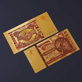 厂家直营塑料金箔欧元100万握手纪念币彩色双面彩印纪念钞定 制