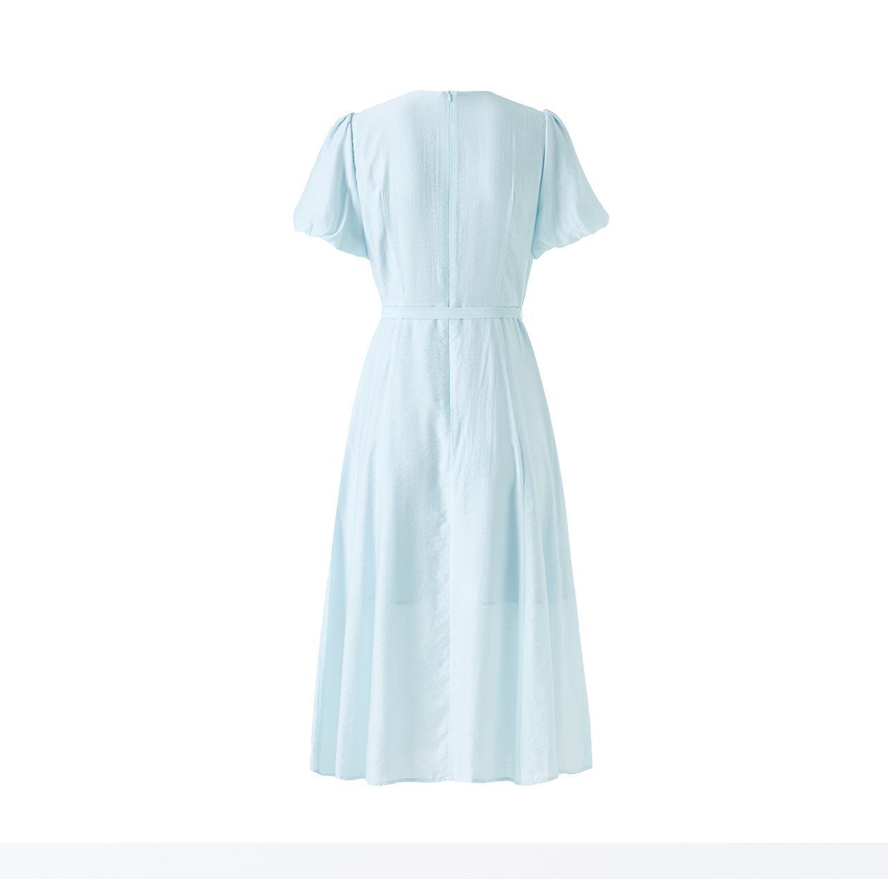 Đầm maxi nữ cổ tròn thắt lưng ren dáng dài — xanh lam chi tiết 22