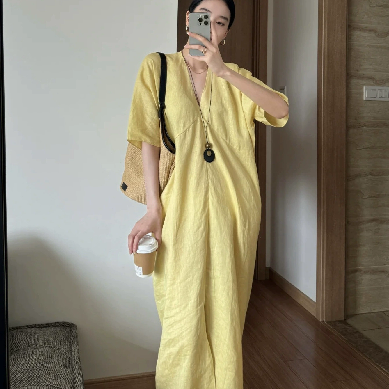 Весеннее и летнее "lost in dream" французское платье в форме кокона льняное элегантное романтическое чувство высокого уровня