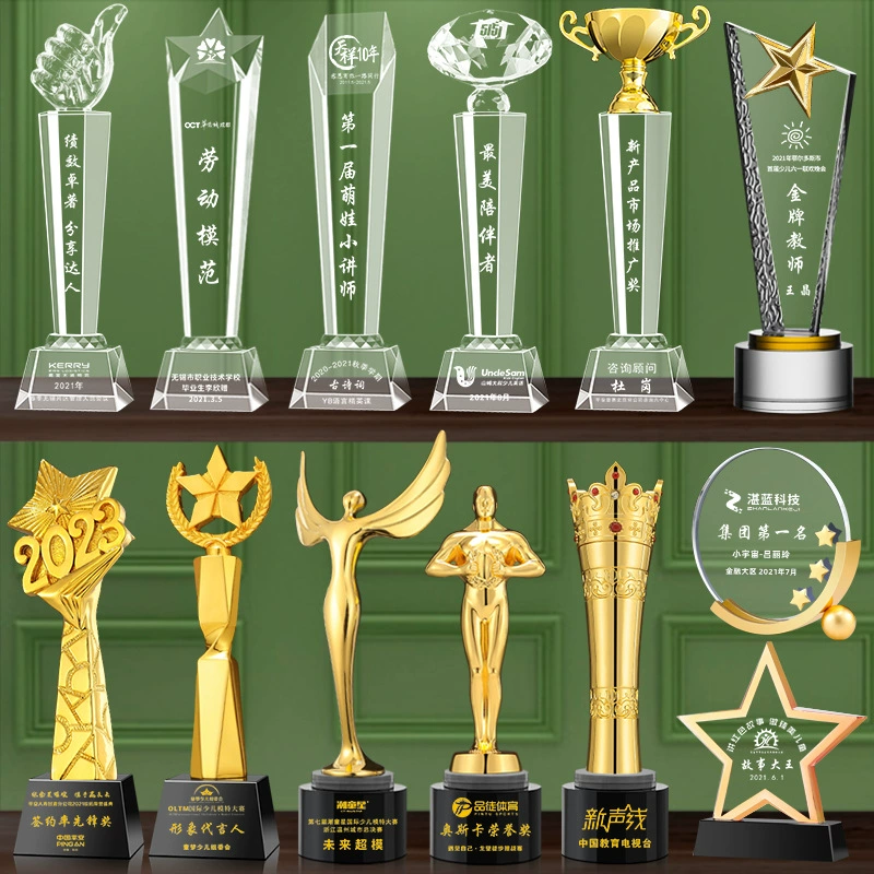 Кристаллический trophy гравированная металлическая деревянная поделка производитель Creative Pentagon Thumb Tmoet Подстанция оптовая продажа