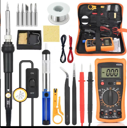 Juego de soldador eléctrico de temperatura constante Temperatura ajustable 60W Máquina de soldadura estándar europea/británica/estadounidense Soldadura de hierro eléctrico térmico interno