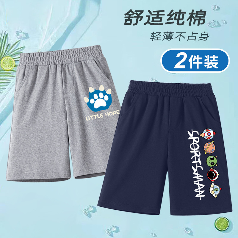 Children's Wear Boys Sports Shorts Summer New Style Mid-Big Boys Fashionable Pure Cotton Casual Loose Pants for Outer Wear