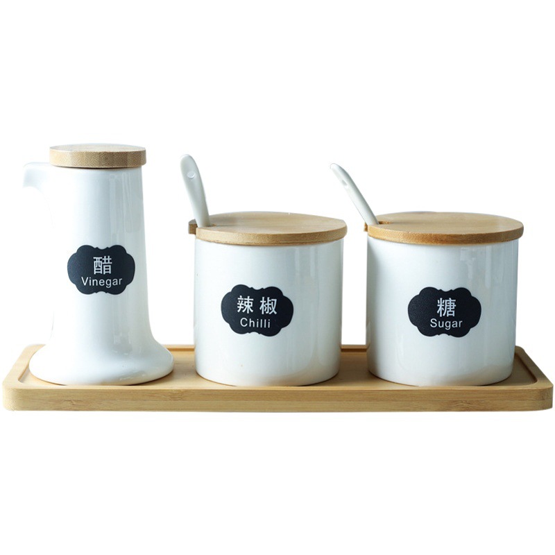 Cocina sal MSG condimento caja tarro de cerámica combinación única hogar comercial vinagre japonés botella LOGO producción