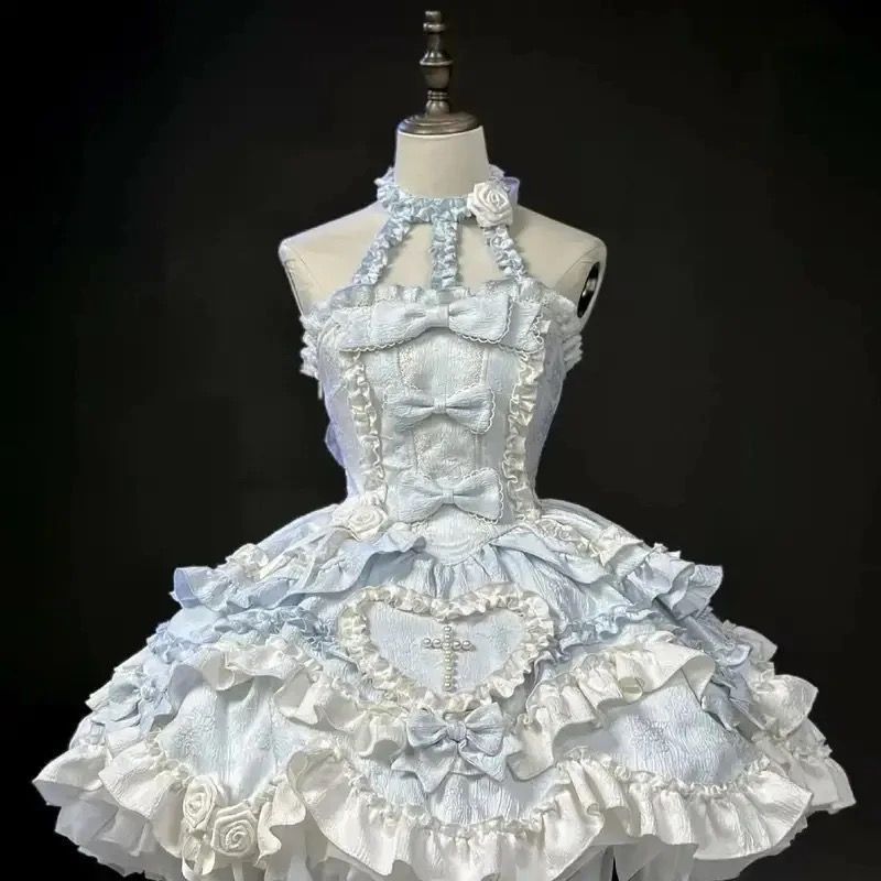 블루 홀터넥 스타일 (꼬리+장미+리본 포함)