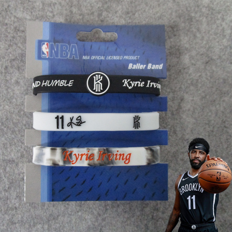 Estrella de baloncesto Kobe James Owen Currillos firma ajustable pulsera mixta blanca de tres piezas para fanáticos