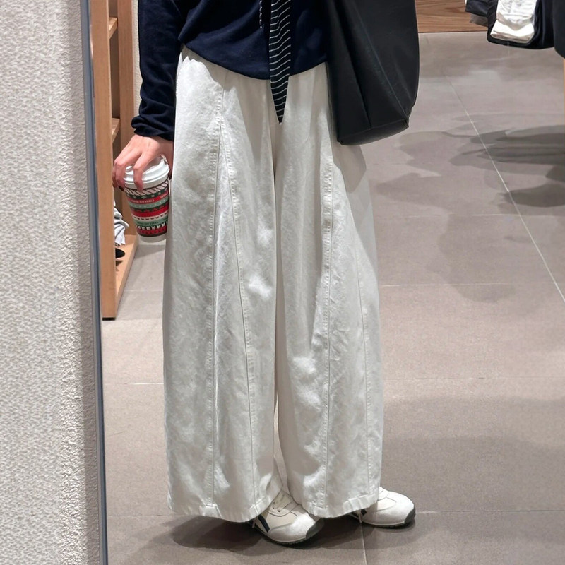 Japanese-Style Cropped Wide-Leg Pants for Women, Spring/Summer 2026 New Model, High-Waisted, Loose Fit, Drapey Casual Wide-Leg Pants for Petite Figures Japanese-Style Cropped Wide-Leg Pants for Women, Spring/Summer 2026 New Model, High-Waisted, Loose Fit, Drapey Casual Wide-Leg Pants for Petite Figures