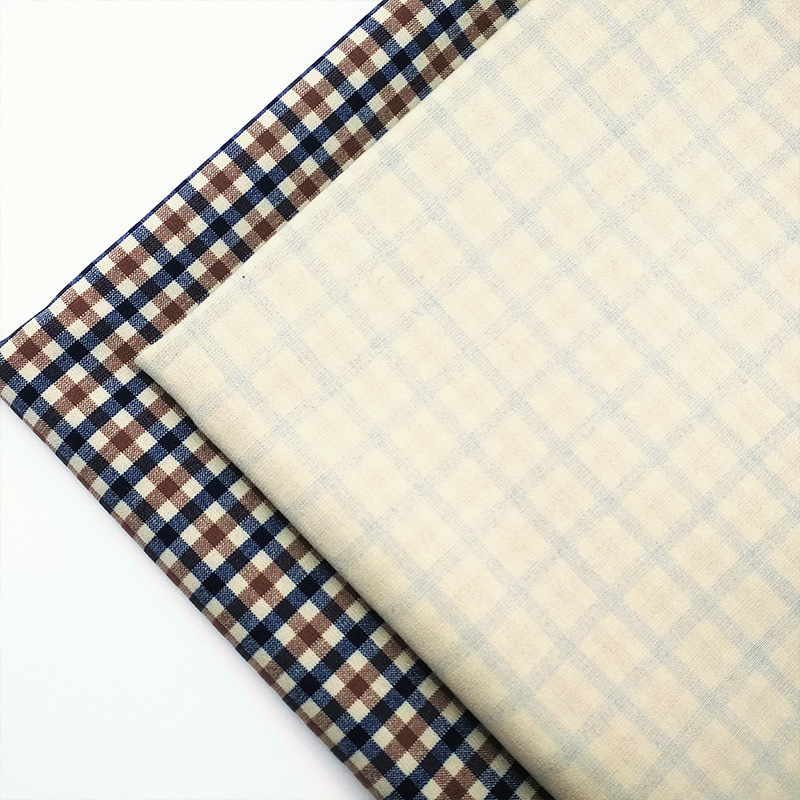 TRSP色织涤粘弹力格子加厚四面弹双层双面双色大衣布料