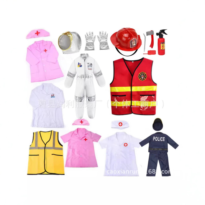 Halloween Firefighter Costume Children's Day Costume Police Aviation Pilot Doctor Worker Children's Role-Playing Costume