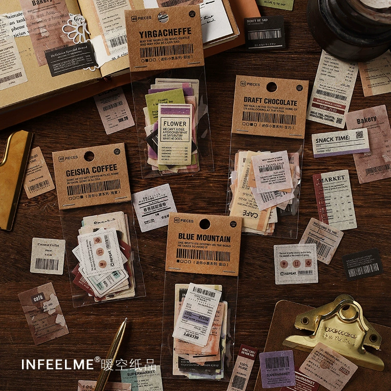 Infeel.me и бумага для наклейки бумажный пакет мини-билет серия свежий ретро ручной учет DIY декоративные наклейки 4 модели